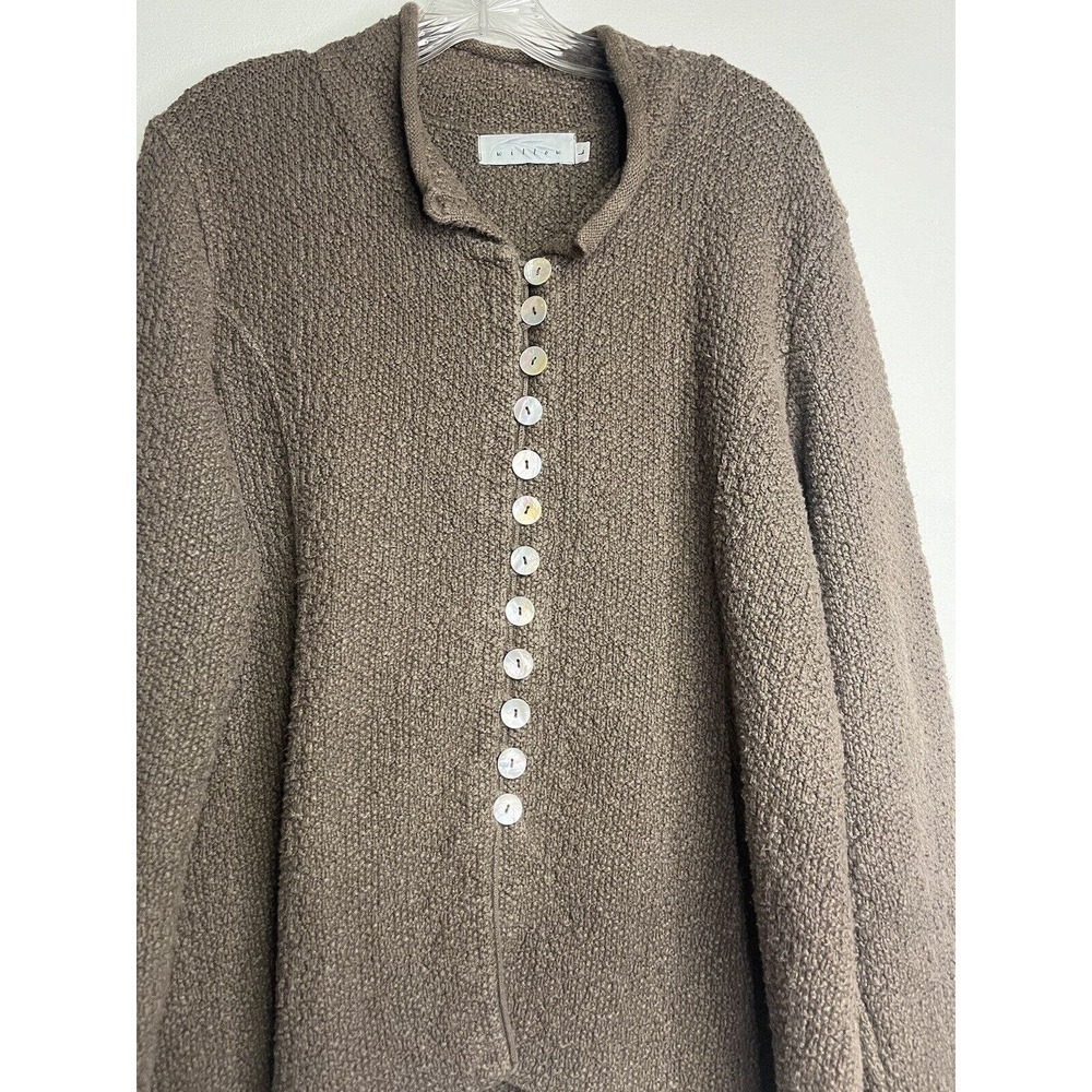 Willow Button-Up Knit Cardigan Sweater Size Large Chucky Knit Tan Brown - Picture 3 of 8